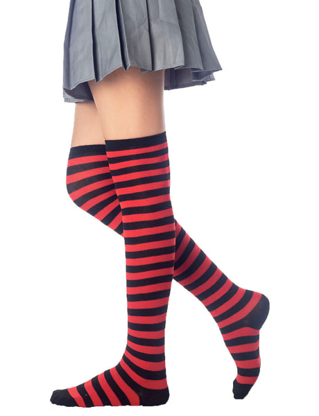 Women's Zebra Stripes Sports Casual Over The Knee Hold-up Thigh High Long Socks