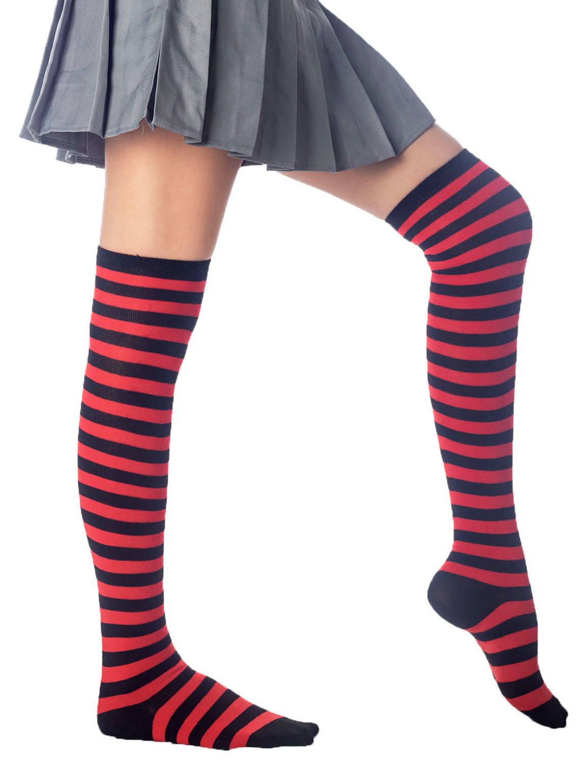 Women's Zebra Stripes Sports Casual Over The Knee Hold-up Thigh High Long Socks