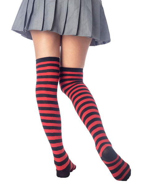 Women's Zebra Stripes Sports Casual Over The Knee Hold-up Thigh High Long Socks