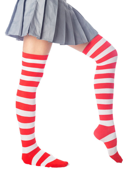 Women's Zebra Stripes Sports Casual Over The Knee Hold-up Thigh High Long Socks