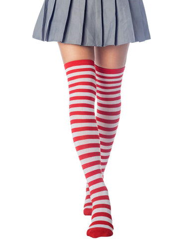 iB-iP Women's Zebra Stripes Sports Casual Over The Knee Hold-up Thigh High Long Socks