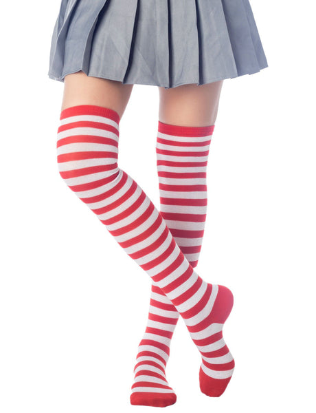 Women's Zebra Stripes Sports Casual Over The Knee Hold-up Thigh High Long Socks