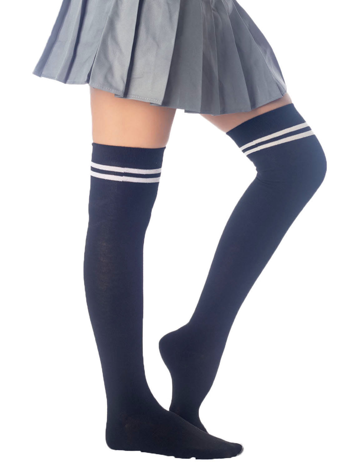 Women's Football Style Stripes Sports Thigh High Long Socks