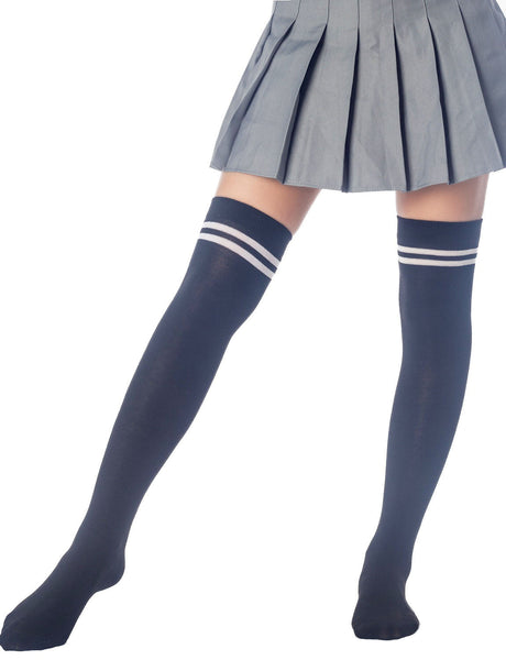 Women's Football Style Stripes Sports Casual Hold-up Thigh High Long Socks