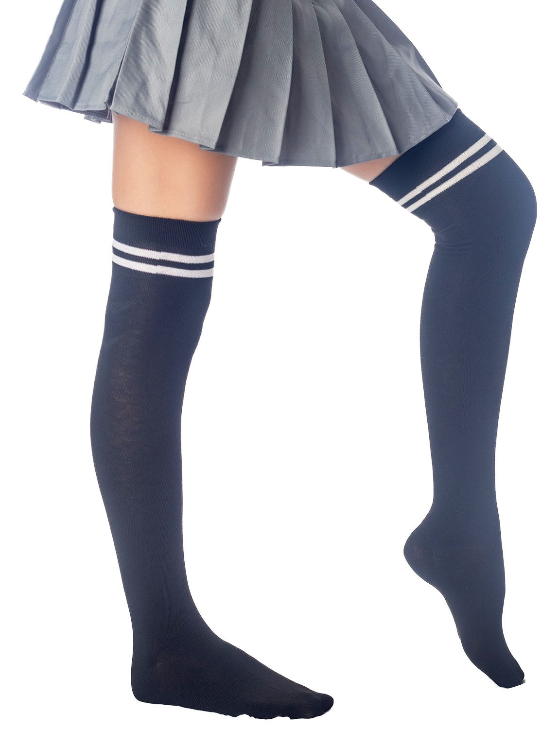 Women's Football Style Stripes Sports Casual Hold-up Thigh High Long Socks