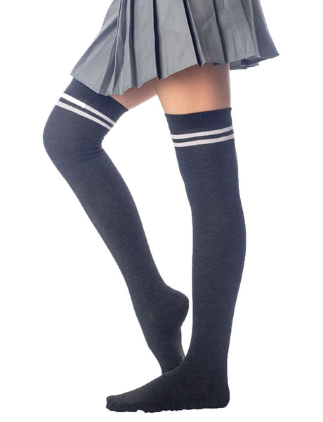 Women's Football Style Stripes Sports Thigh High Long Socks
