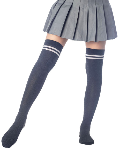 Women's Football Style Stripes Sports Thigh High Long Socks