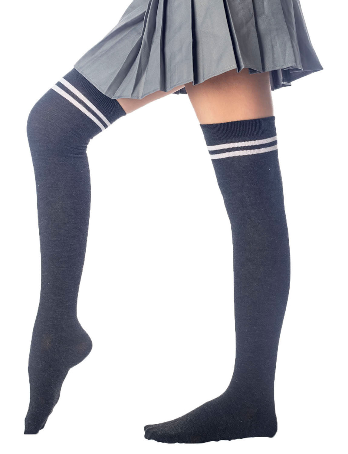 Women's Football Style Stripes Sports Thigh High Long Socks