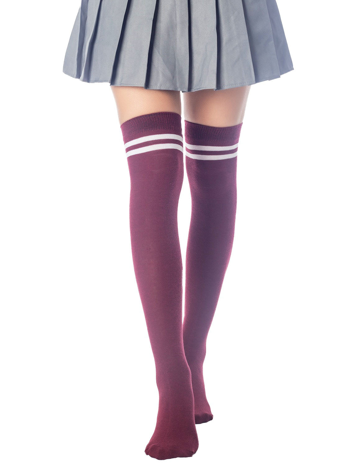 Women's Football Style Stripes Sports Thigh High Long Socks