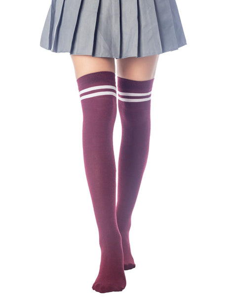 Women's Football Style Stripes Sports Thigh High Long Socks