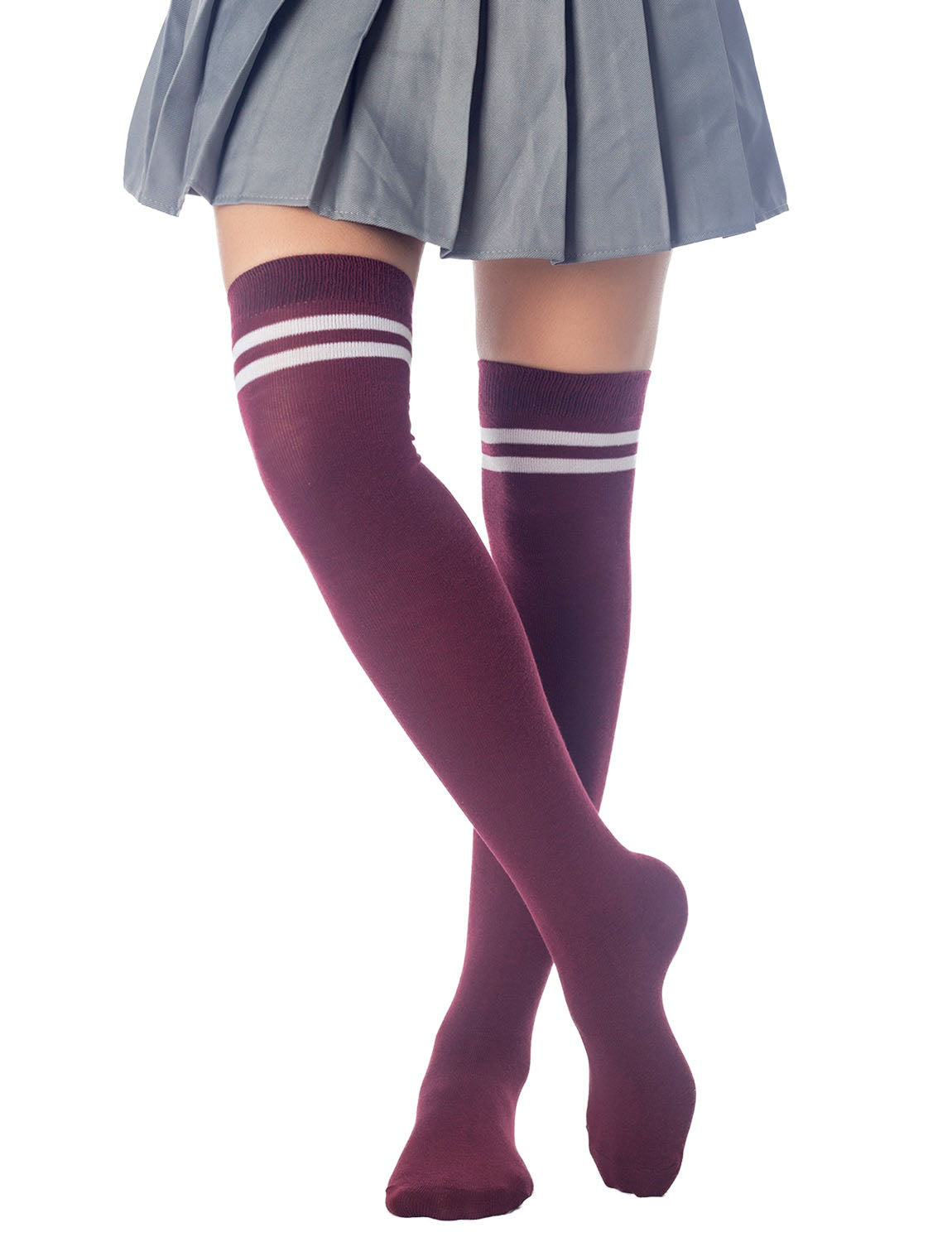 Women's Football Style Stripes Sports Thigh High Long Socks