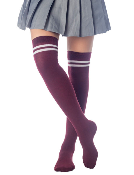 Women's Football Style Stripes Sports Thigh High Long Socks