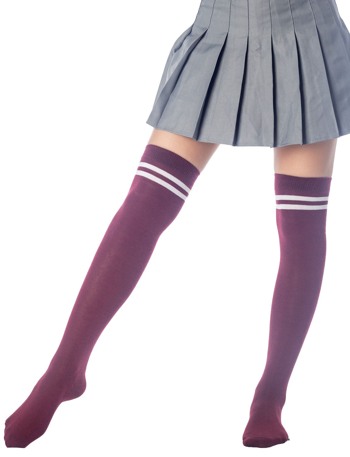 Women's Football Style Stripes Sports Casual Hold-up Thigh High Long Socks