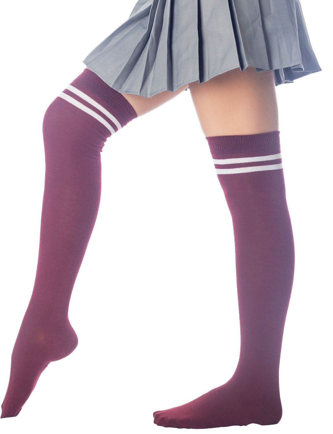 Women's Football Style Stripes Sports Casual Hold-up Thigh High Long Socks