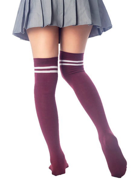 Women's Football Style Stripes Sports Thigh High Long Socks