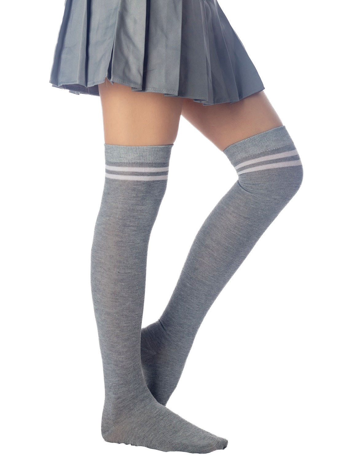 Women's Football Style Stripes Sports Casual Hold-up Thigh High Long Socks