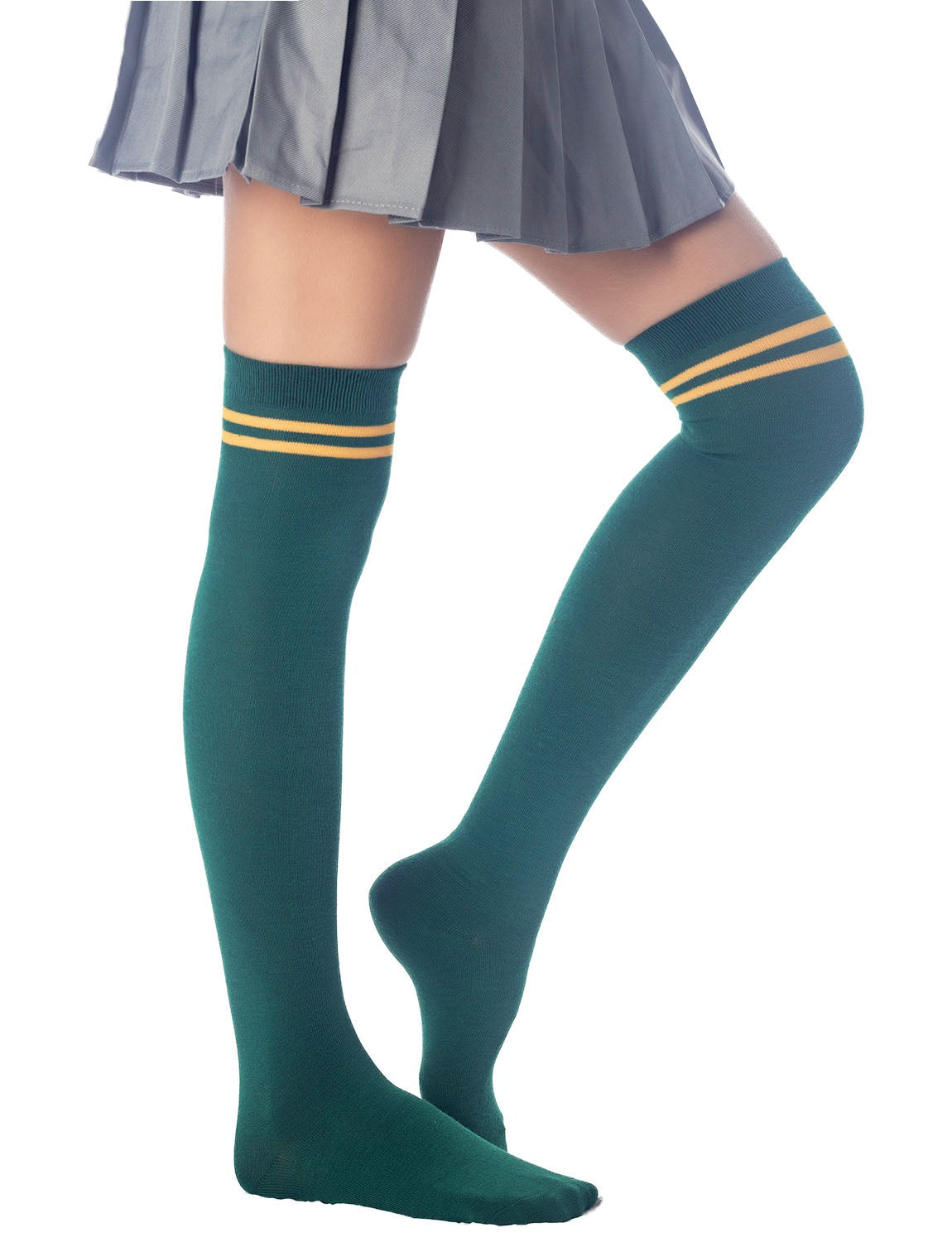 Women's Football Style Stripes Sports Casual Hold-up Thigh High Long Socks