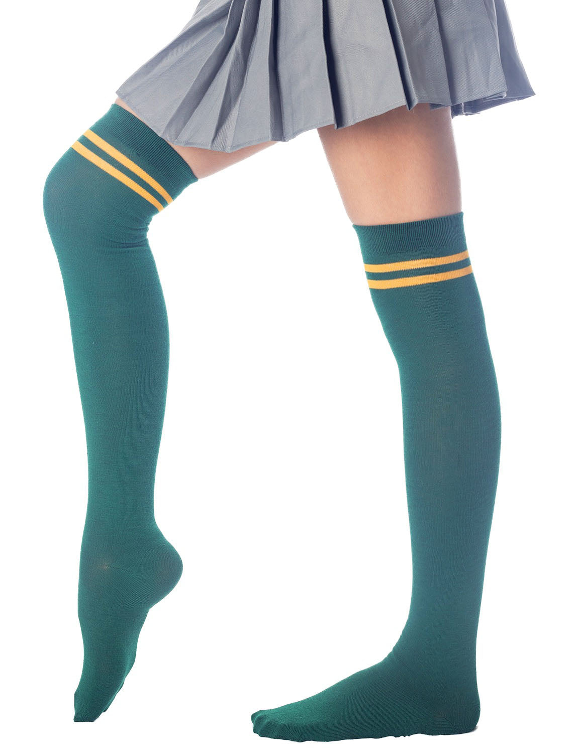 Women's Football Style Stripes Sports Casual Hold-up Thigh High Long Socks