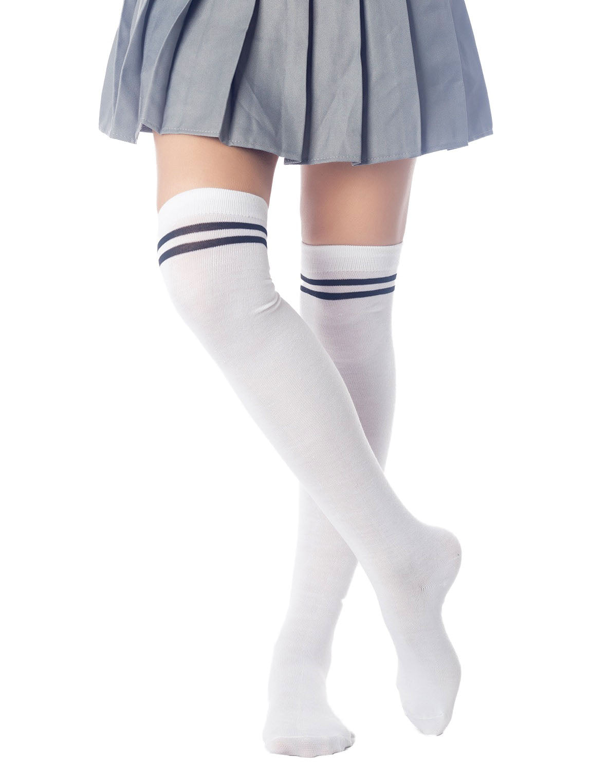 Women's Football Style Stripes Sports Thigh High Long Socks