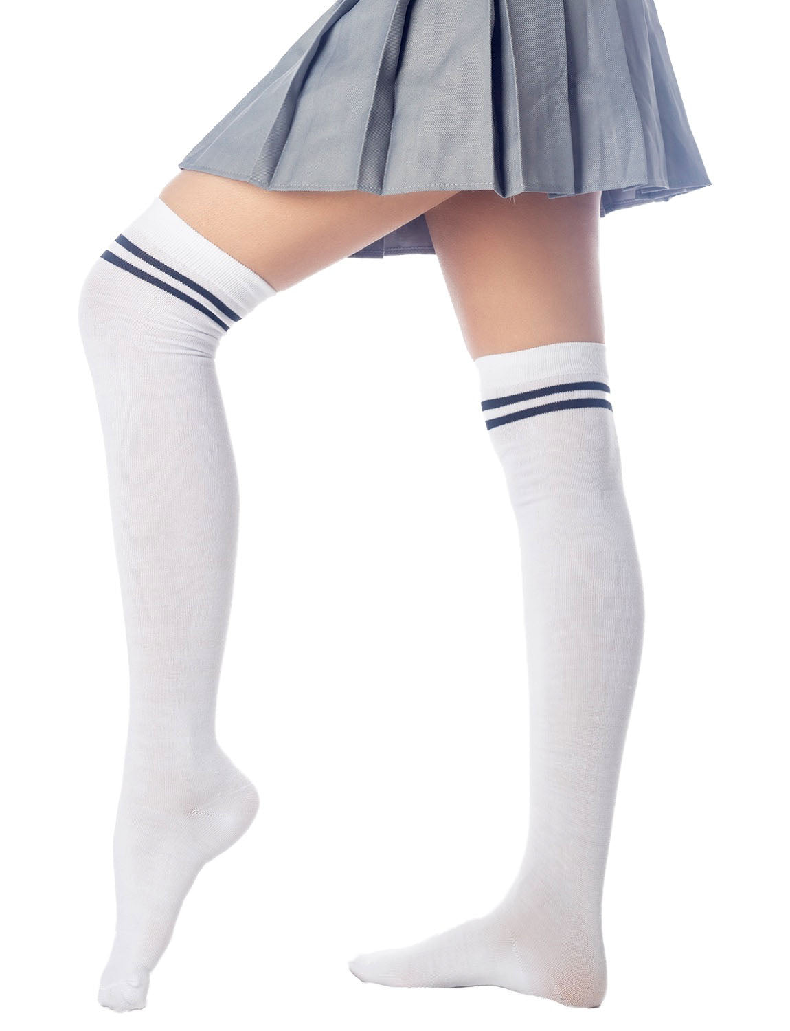 Women's Football Style Stripes Sports Thigh High Long Socks