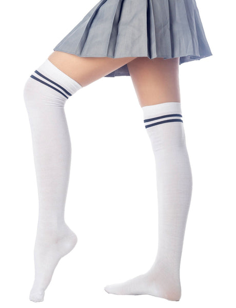 Women's Football Style Stripes Sports Thigh High Long Socks