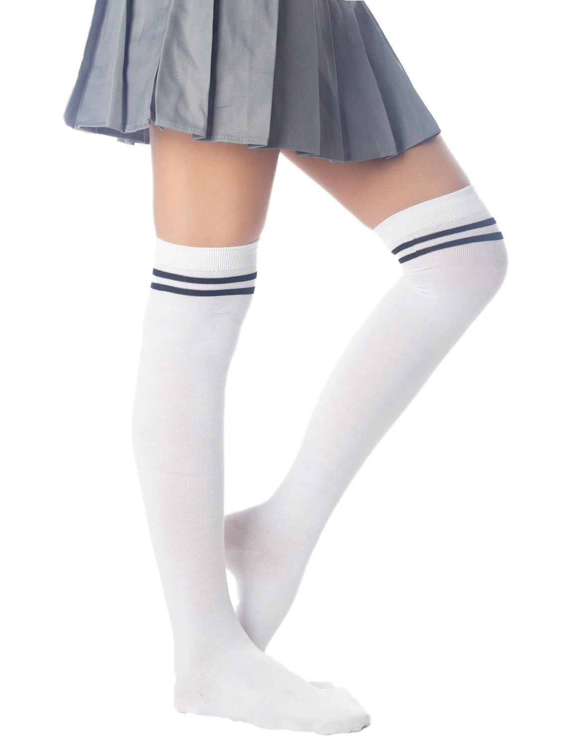 Women's Football Style Stripes Sports Casual Hold-up Thigh High Long Socks