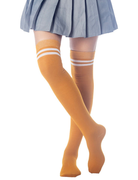 Women's Football Style Stripes Sports Thigh High Long Socks