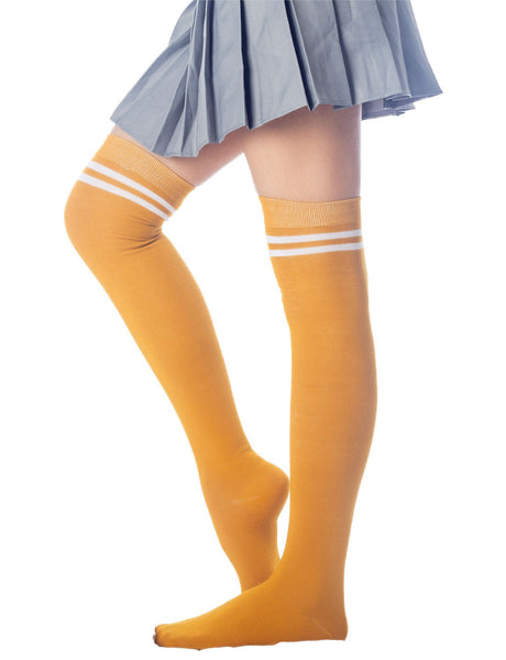 Women's Football Style Stripes Sports Casual Hold-up Thigh High Long Socks