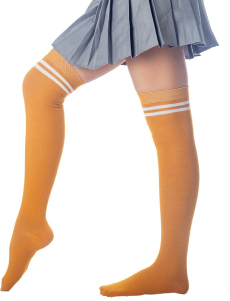 Women's Football Style Stripes Sports Casual Hold-up Thigh High Long Socks