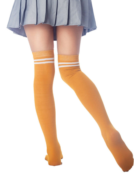 Women's Football Style Stripes Sports Thigh High Long Socks