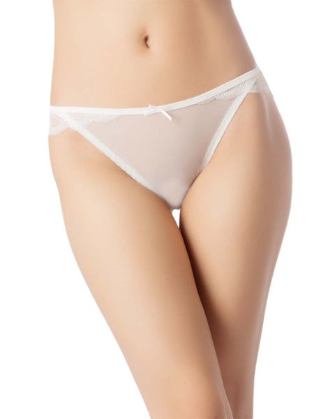 Women's Cotton Layered Lace Wings Trimmed See-through Low Rise Brief Panties