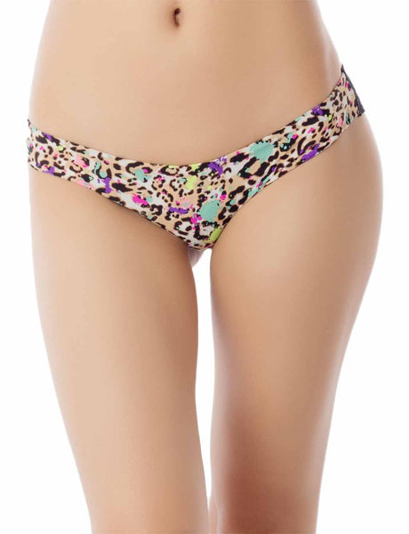 Women's Cotton Layered Leopard See-through Lace Back Low Rise Bikini Panties