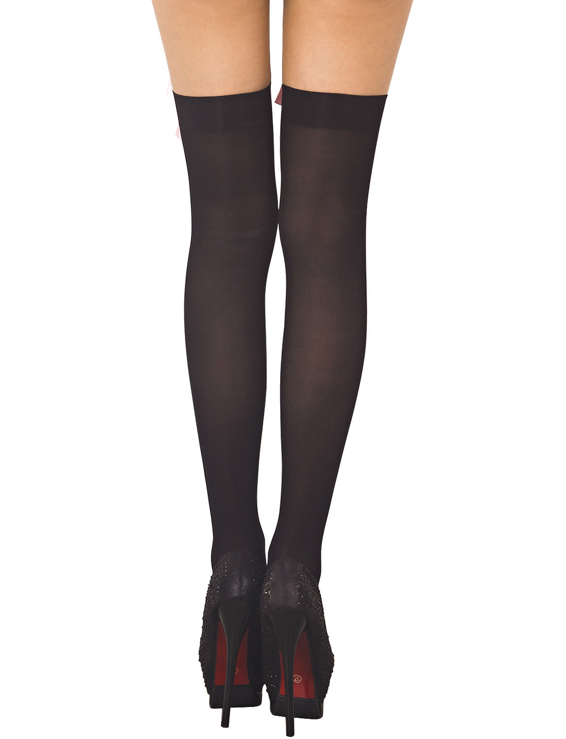Women's Bones Tied Up Patterned Seamless Punk Thigh High Hold-up Stockings