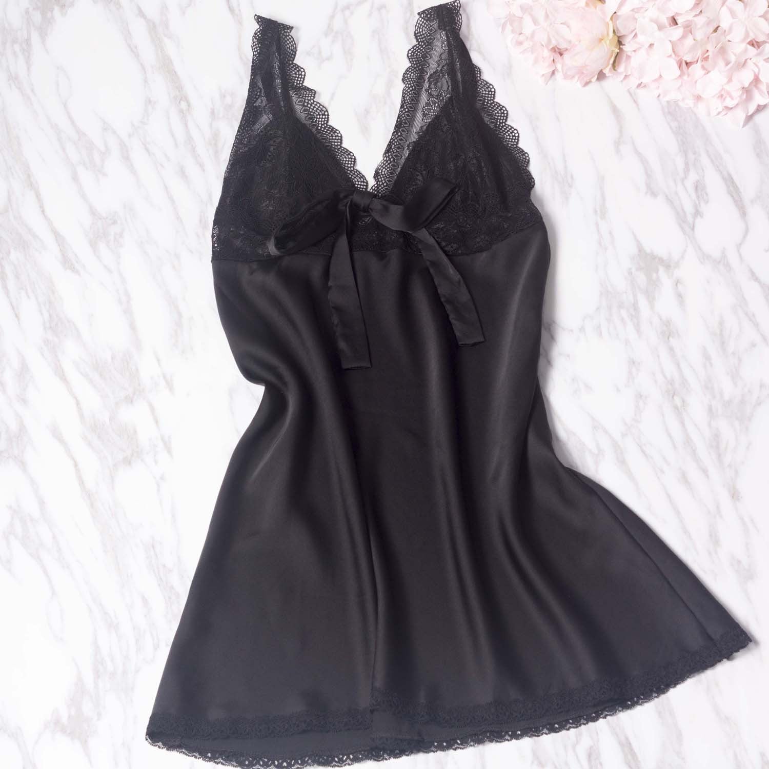 Women's Lace Sheer Adjustable Straps Mid-thigh Babydoll Lingerie