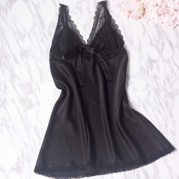 Women's Lace Sheer Adjustable Straps Mid-thigh Babydoll Lingerie