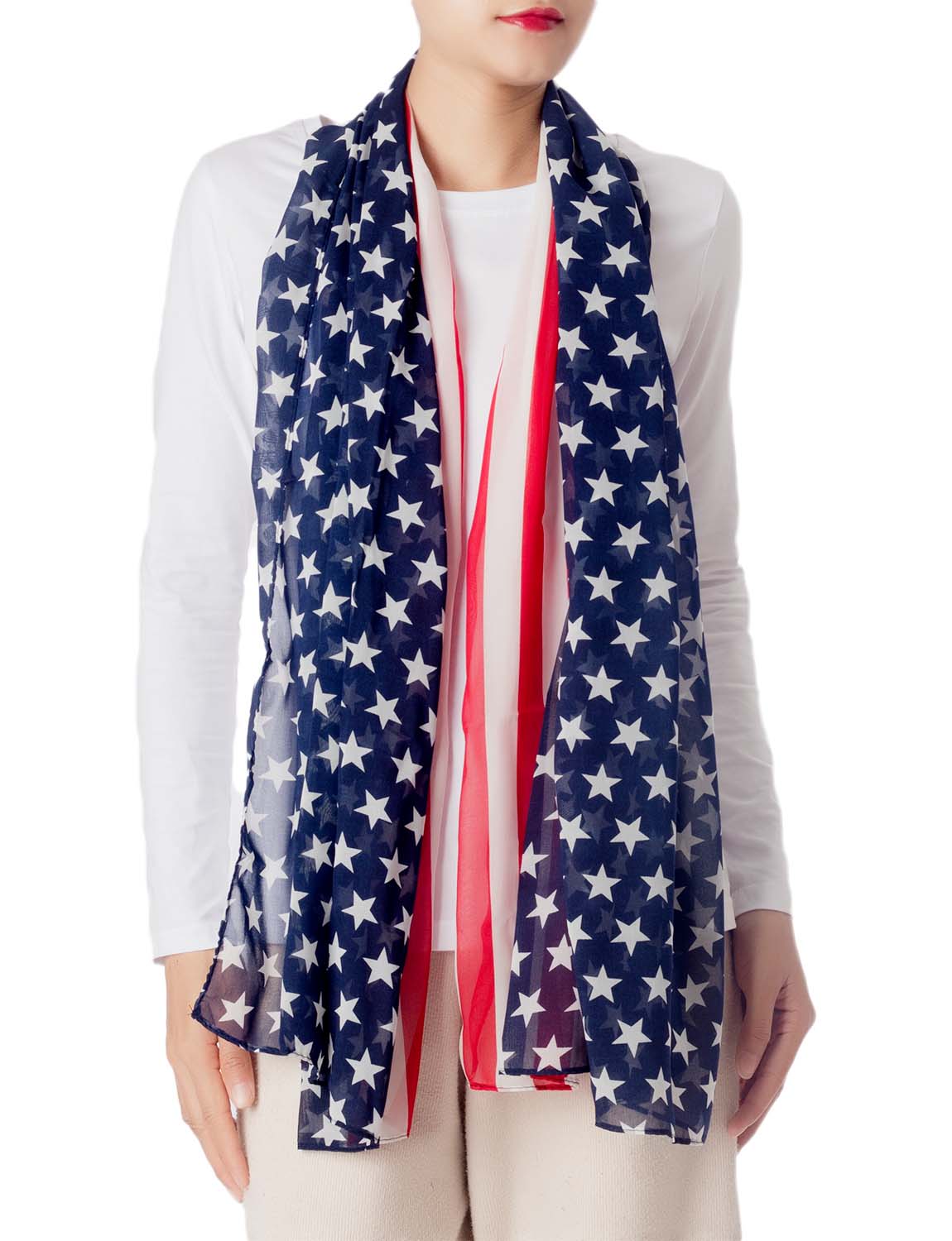 Women's American Flag Prints Large Gorgeous Lightweight Long Fashion Scarf