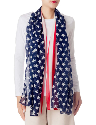 iB-iP Women's American Flag Prints Large Gorgeous Lightweight Long Fashion Scarf