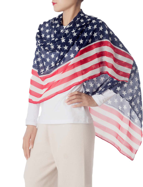 Women's American Flag Prints Large Gorgeous Lightweight Long Fashion Scarf