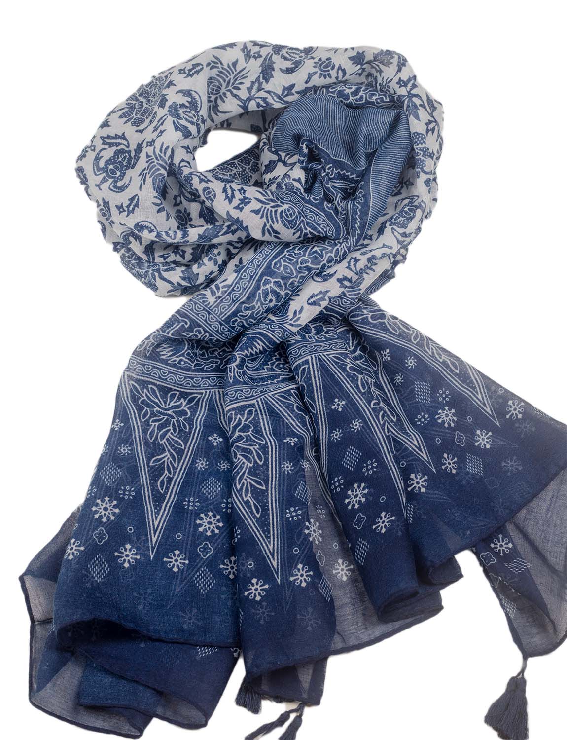 Women's Blue-white Porcelain Print Gorgeous Lightweight Long Fashion Scarf