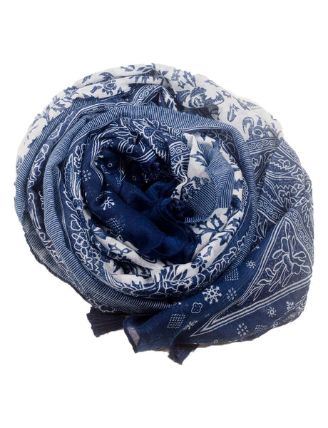 Women's Blue-white Porcelain Print Gorgeous Lightweight Long Fashion Scarf