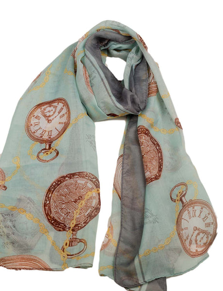 Women's Clock Print Stylish Gorgeous Lightweight Large Long Fashion Scarf