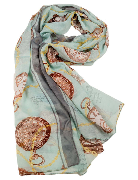 Women's Clock Print Stylish Gorgeous Lightweight Large Long Fashion Scarf