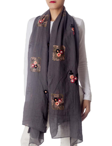 iB-iP Women's Scarfs Shawl Ladys Flower Printed Lightweight Embroidered Scarf