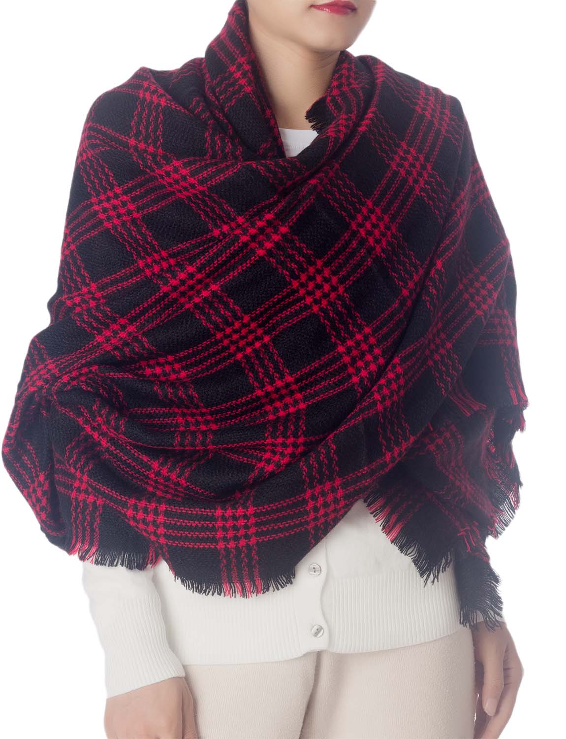 Women's Warm Plaid Blanket Scarves Female Large Tartan Oversized Big Wraps