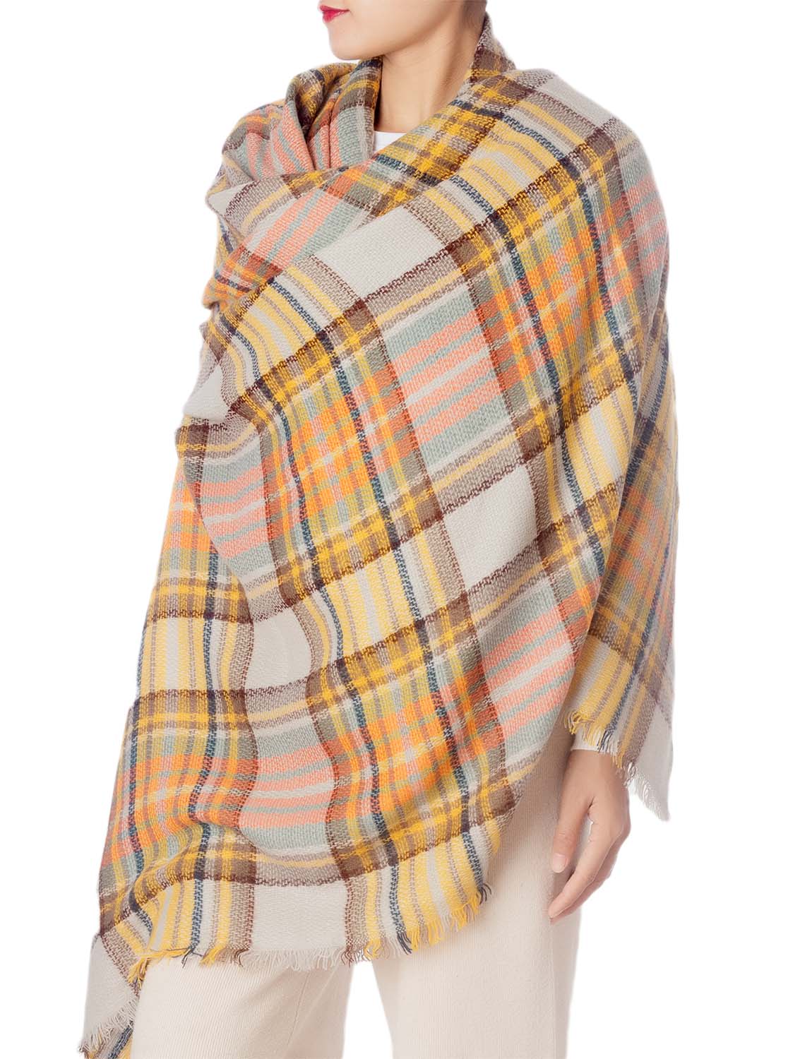 Women's Warm Plaid Blanket Scarves Female Large Tartan Oversized Big Wraps