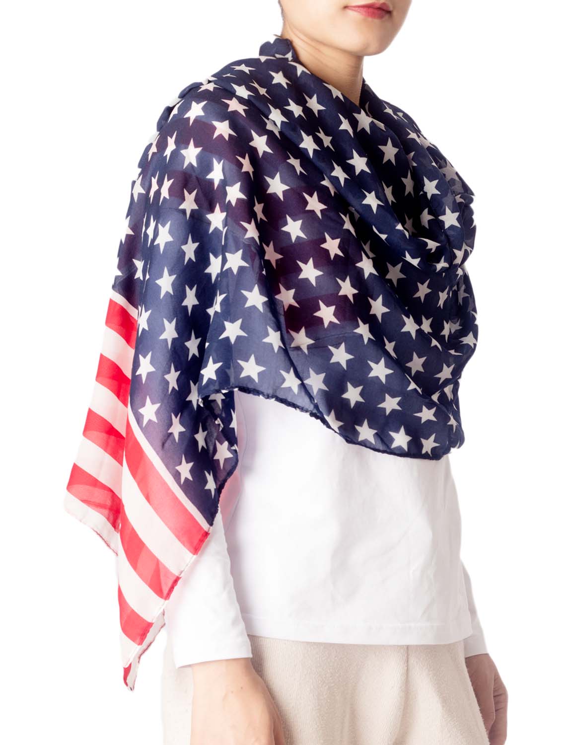 Women's Usa American Flag Scarf Thin Lightweight Fashion Bandana Scarves 