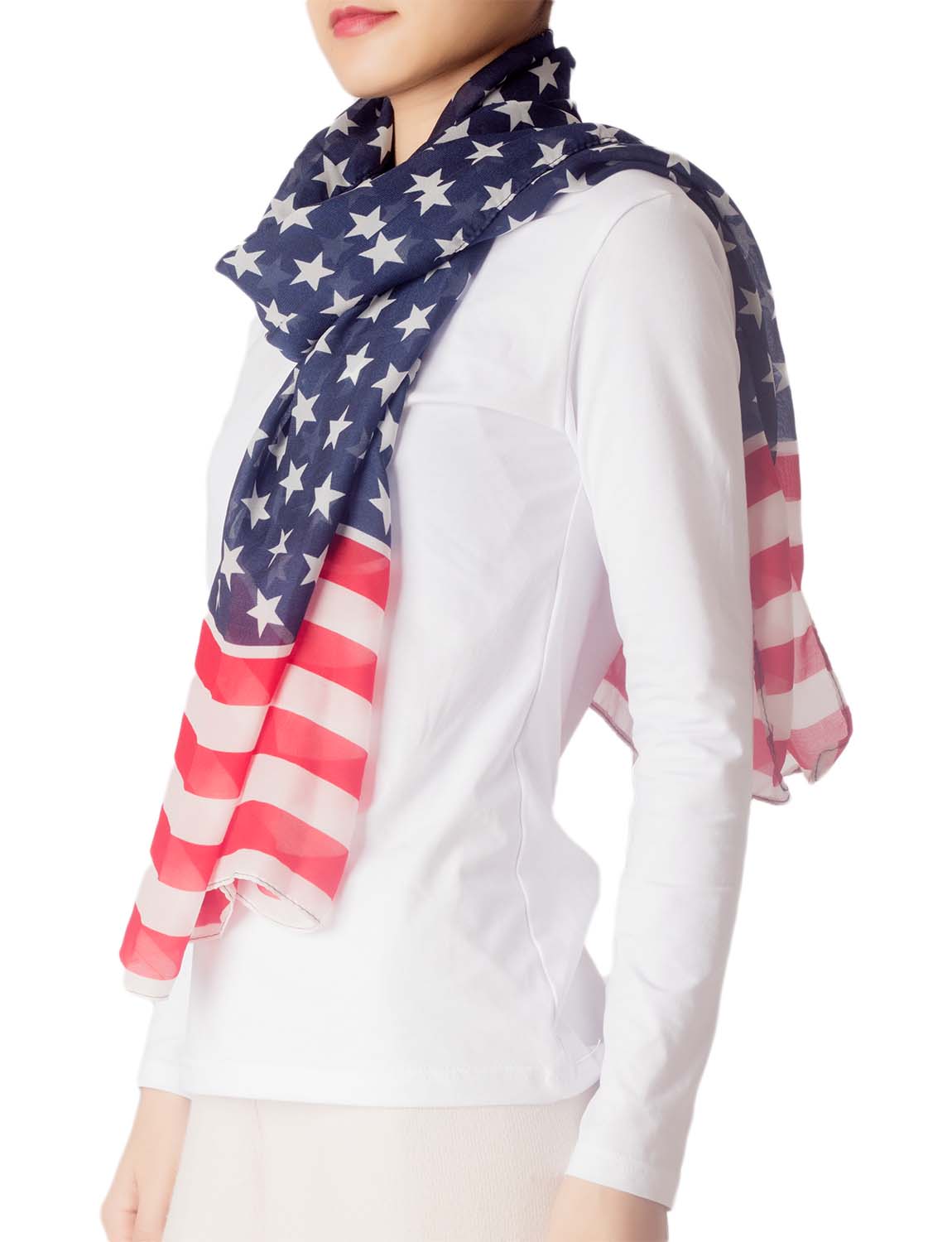 Women's Usa American Flag Scarf Thin Lightweight Fashion Bandana Scarves 