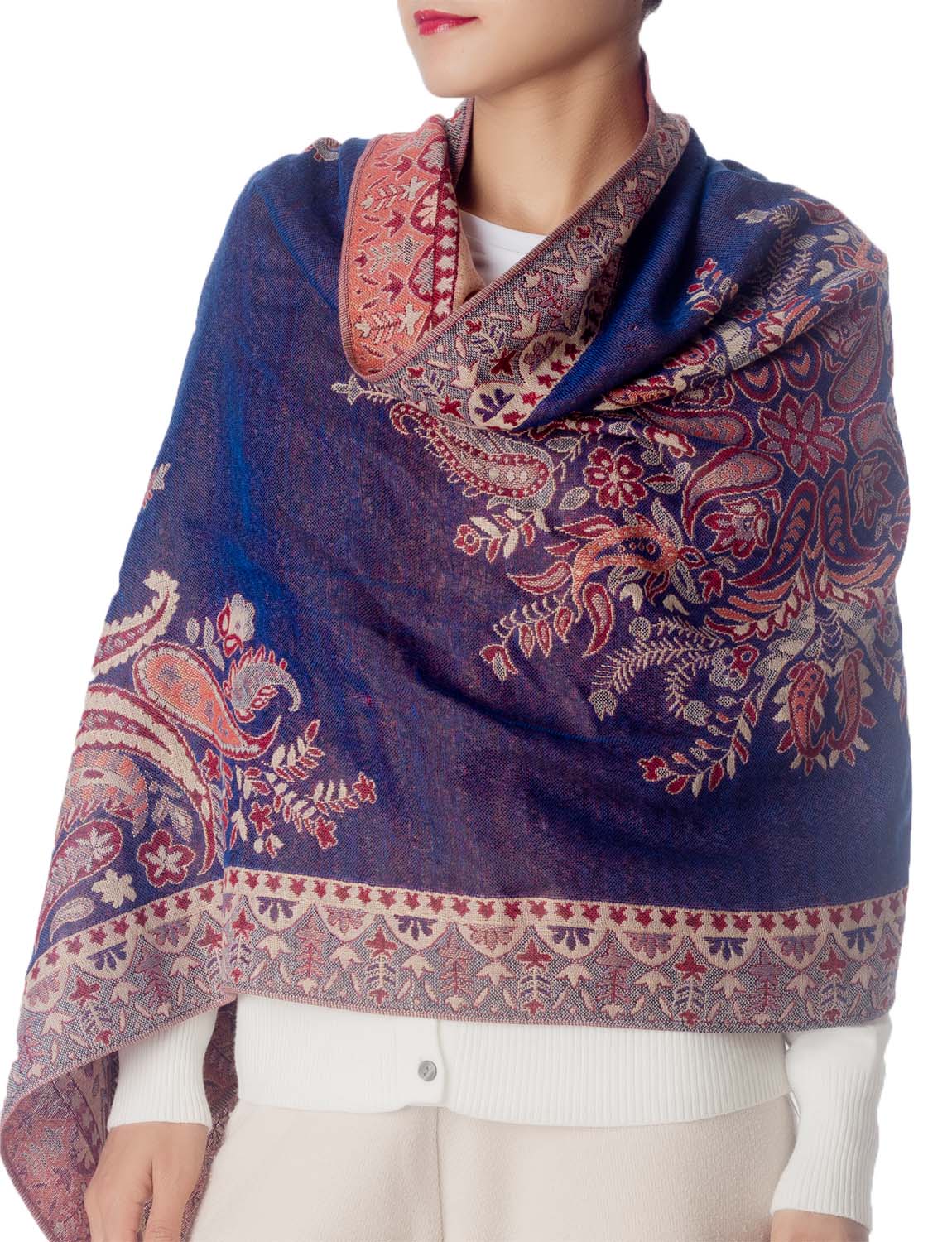 Women's Flower Shawl Tassels Lightweight Embroidered Fashion Scarf