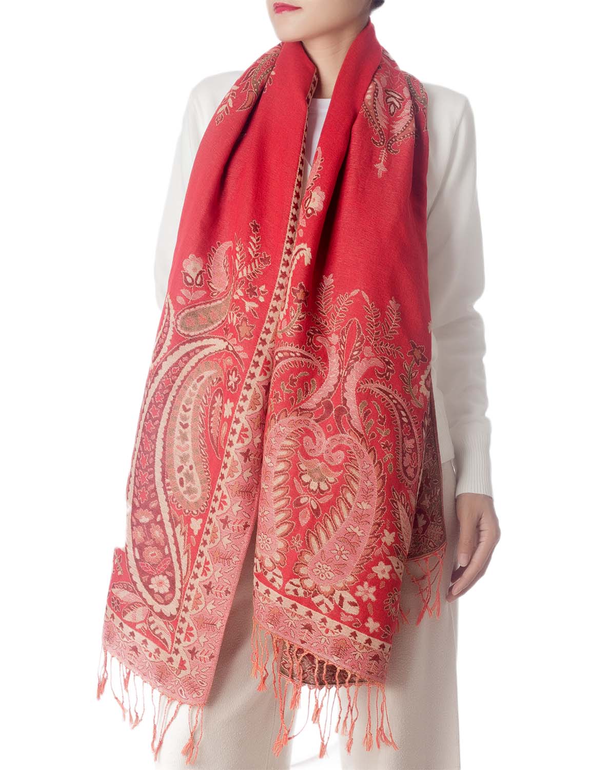 Women's Flower Shawl Tassels Lightweight Embroidered Fashion Scarf