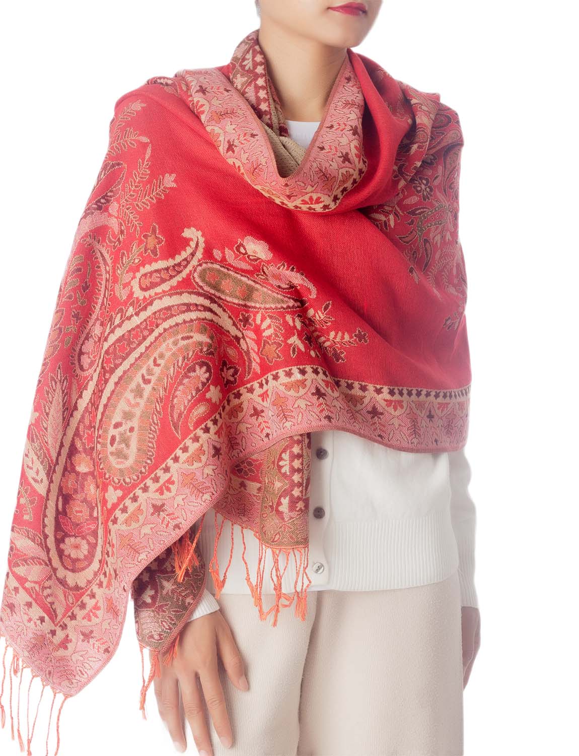 Women's Flower Shawl Tassels Lightweight Embroidered Fashion Scarf